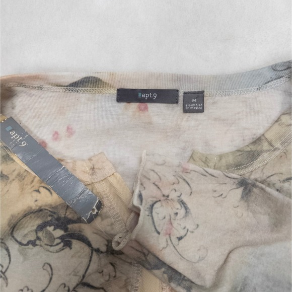 Y2K Fairy Floral Henley Top Womens Sheer Long Sleeve‎ Rhinestone Detail - Picture 4 of 7